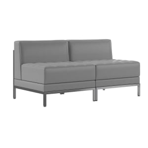 916-ZBIMAGMIDCH2GY 2 Piece Modular Lounge Chair Set - Gray LeatherSoft Upholstery, Stainless Legs