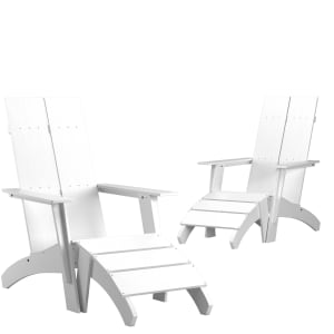 916-2JJC1450914309WH Sawyer Outdoor Adirondack Chair w/ Foot Rest - Resin, White
