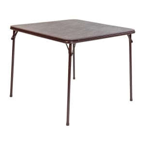 916-JB2BRGG 33 1/2" Square Folding Card Table w/ Brown Vinyl Top, 27 3/4"H