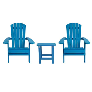 916-JJC145052BLUGG Adirondack Side Table & (2) Folding Chair Set - 18 3/4" x 15", Poly Resin, Blue