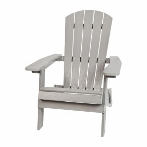 916-JJC14505GYGG Charleston Indoor/Outdoor Folding Adirondack Chair - Resin Wood, Gray