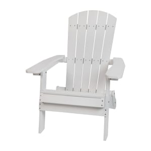 916-JJC14505WHGG Charleston Indoor/Outdoor Folding Adirondack Chair - Resin Wood, White