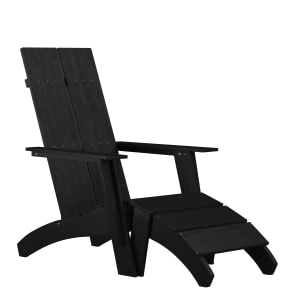 916-JJC1450914309BK Sawyer Outdoor Adirondack Chair w/ Foot Rest - Resin Wood, Black
