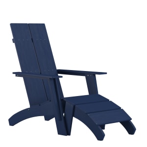 916-JJC1450914309NV Sawyer Outdoor Adirondack Chair w/ Foot Rest - Resin Wood, Navy