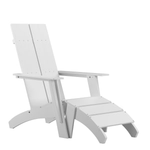 916-JJC1450914309WH Sawyer Outdoor Adirondack Chair w/ Foot Rest - Resin Wood, White