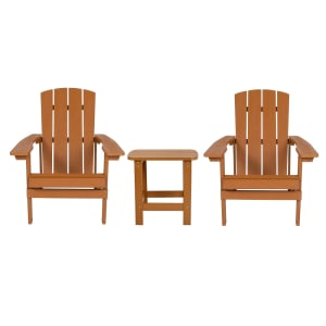916-JJC145012001TEAK Adirondack Side Table & (2) Chair Set - 18 3/4" x 15", Poly Resin, Teak