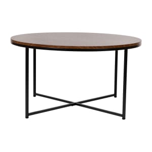 916-NANJH1787CTWALBK Coffee Table w/ Walnut Wood Top & Matte Black Metal Legs - 35 1/2"W x 35 1/2"D x 19 1/4"H