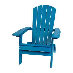 916-JJC14505BLUGG Charleston Indoor/Outdoor Folding Adirondack Chair - Resin Wood, Blue