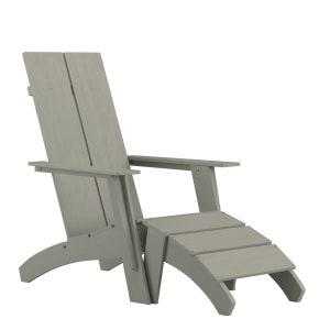 916-JJC1450914309GY Sawyer Outdoor Adirondack Chair w/ Foot Rest - Resin Wood, Gray