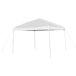 916-JJGZ1010WHGG 9 3/4 ft Square Pop Up Canopy Tent w/ Carry Bag - White Polyester, Steel Frame