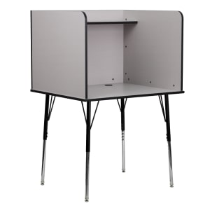 916-MTM6221SGLSCGREY Stand Alone Study Carrel w/ Upper Shelf - Nebula Gray Laminate Surface