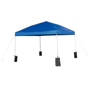 916-JJGZ1010PKGPKGBL 9 3/4 ft Square Pop Up Canopy Tent w/ Wheeled Case & Sandbags - Blue Polyester, Steel Frame