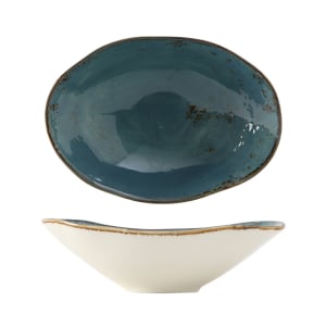 424-GGE402 11 1/2 oz Oval Artisan Geode Capistrano Bowl - Porcelain, Azure