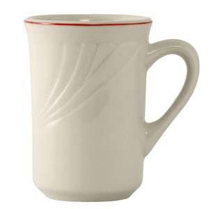 424-YBM080 7 1/2 oz Monterey Mug - Ceramic, Eggshell w/ Berry Band