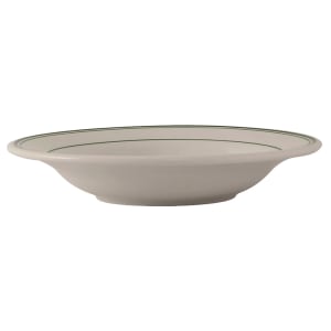 424-TGB3 12 oz Round Green Bay Soup Bowl - Ceramic, American White/Eggshell w/ Green Band