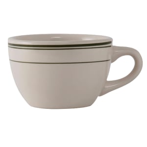424-TGB37 7 oz Green Bay Cup - Ceramic, American White/Eggshell w/ Green Band