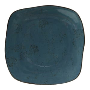424-GGE502 11" Square Artisan Geode Plate - Porcelain, Azure
