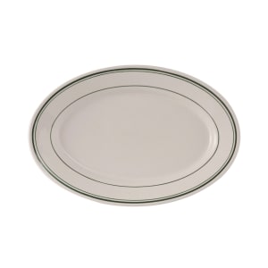 424-TGB14 12 5/8" x 8 3/4" Oval Green Bay Platter - Ceramic, American White/Eggshell w/...