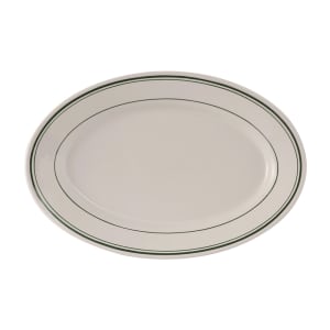 424-TGB34 9 3/8" x 6 1/2" Oval Green Bay Platter - Ceramic, American White/Eggshell w/...