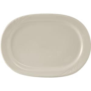 424-YEH117 11 3/4" x 8 1/2" Oblong Monterey Platter - Ceramic, American White/Eggshell
