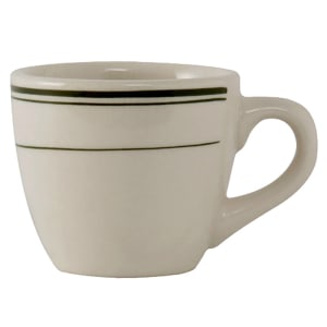 424-TGB35 3 1/2 oz Green Bay Espresso Cup - Ceramic, American White/Eggshell w/ Green Band