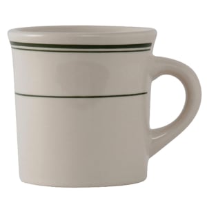 424-TGB38 9 oz Green Bay Canton Mug - Ceramic, American White/Eggshell w/ Green Band