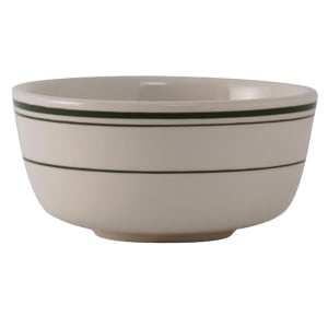 424-TGB95 9 1/2 oz Round Green Bay Jung Bowl - Ceramic, American White/Eggshell w/ Green Band
