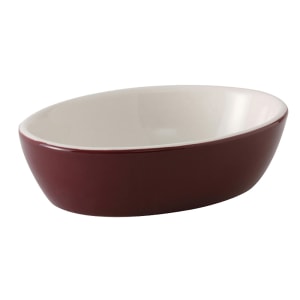 424-B7K160 16 oz Oval DuraTux®© Casserole Dish - Ceramic, Burgundy/Eggshell