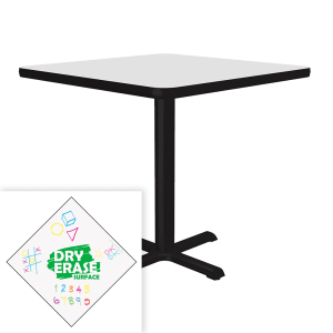 228-BXT24DES 24" Square Café/Breakroom Table w/ Dry Erase Markerboard Top, 29"H