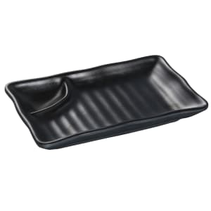 614-BP4010 Rectangular Melamine Compartment Plate - 10" x 5 1/2", Black