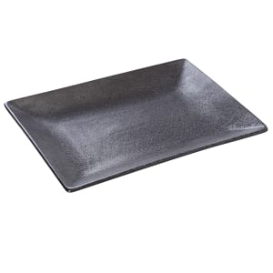 614-DB412 Rectangular Diamond Black Plate - 12" x 8 1/2", Porcelain, Black
