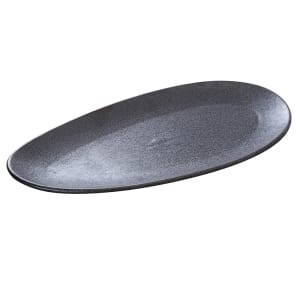 614-DB310 Leaf Shaped  Diamond Black Plate - 10" x 4 3/4", Porcelain, Black
