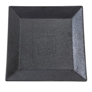 614-DB508 8" Square Diamond Black Plate - Porcelain, Black