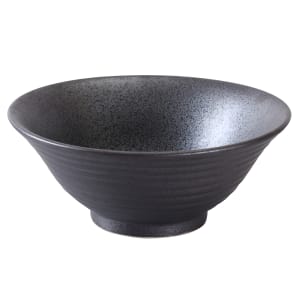 614-DB3107 30 oz Round Diamond Black Ramen Bowl - Porcelain, Black