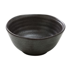 614-DB3105 8 oz Round Diamond Black Miso Soup Bowl - Porcelain, Black