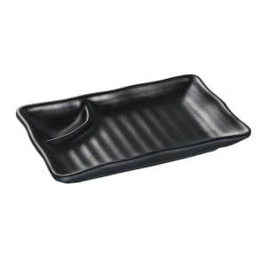 614-BP4008 Rectangular Melamine Compartment Plate - 8" x 4 1/2", Black