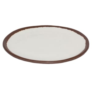 284-P55CRM 5 1/2" Round Melamine Bread/Side Dish/Plate, Cream w/ Brown Trim