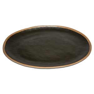 284-P183BR 18" x 13" Oval Pottery Market Platter - Melamine, Brown w/ Clay Trim