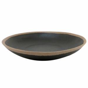 284-P100CRM 1 qt Round Melamine Soup Plate, Cream w/ Brown Trim