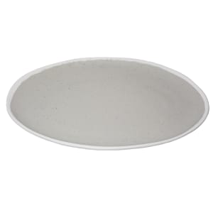 284-P151DVG 15" x 11" Oval Pottery Market Platter - Melamine, Dove Gray w/ White Trim