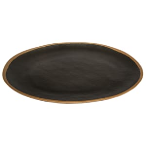 284-P151BR 15" x 11" Oval Pottery Market Platter - Melamine, Brown w/ Clay Trim