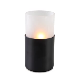637-80434 Monacco Candle Lamp - 2 3/4"D x 5"H, Frosted Glass/Black Metal Base