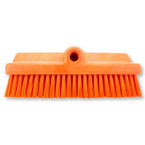 028-40423EC24 10" Dual Surface Floor Scrub Brush Head - Split Shape, Poly/Plastic, Orange