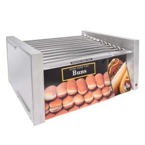 062-30CBD 30 Hot Dog Roller Grill w/Bun Storage - Slanted Top, 120v