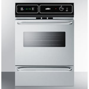 162-TTM7212BKW 24"W Gas Wall Oven w/ Window - Black/Stainless, Convertible