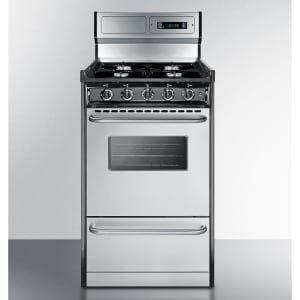 162-TNM1307BKW 20"W Gas Stove w/ (4) Burners - Black/Stainless, Natural Gas