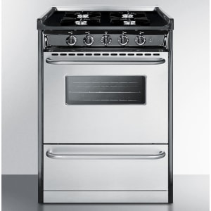162-TNM6107BRW 24"W Gas Stove w/ (4) Burners - Black/Stainless, Natural Gas