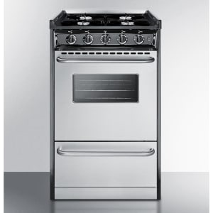 162-TNM1107BRW 20"W Gas Stove w/ (4) Burners - Black/Stainless, Natural Gas