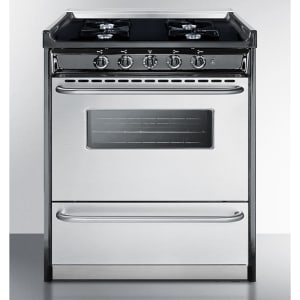 162-TNM2107BRW 30"W Gas Stove w/ (4) Burners - Black/Stainless, Natural Gas