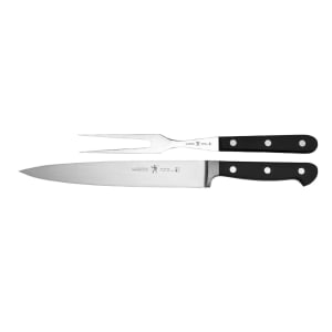 645-31423000 Carving Knife & Fork Set - Stainless Steel, Black Plastic Handle